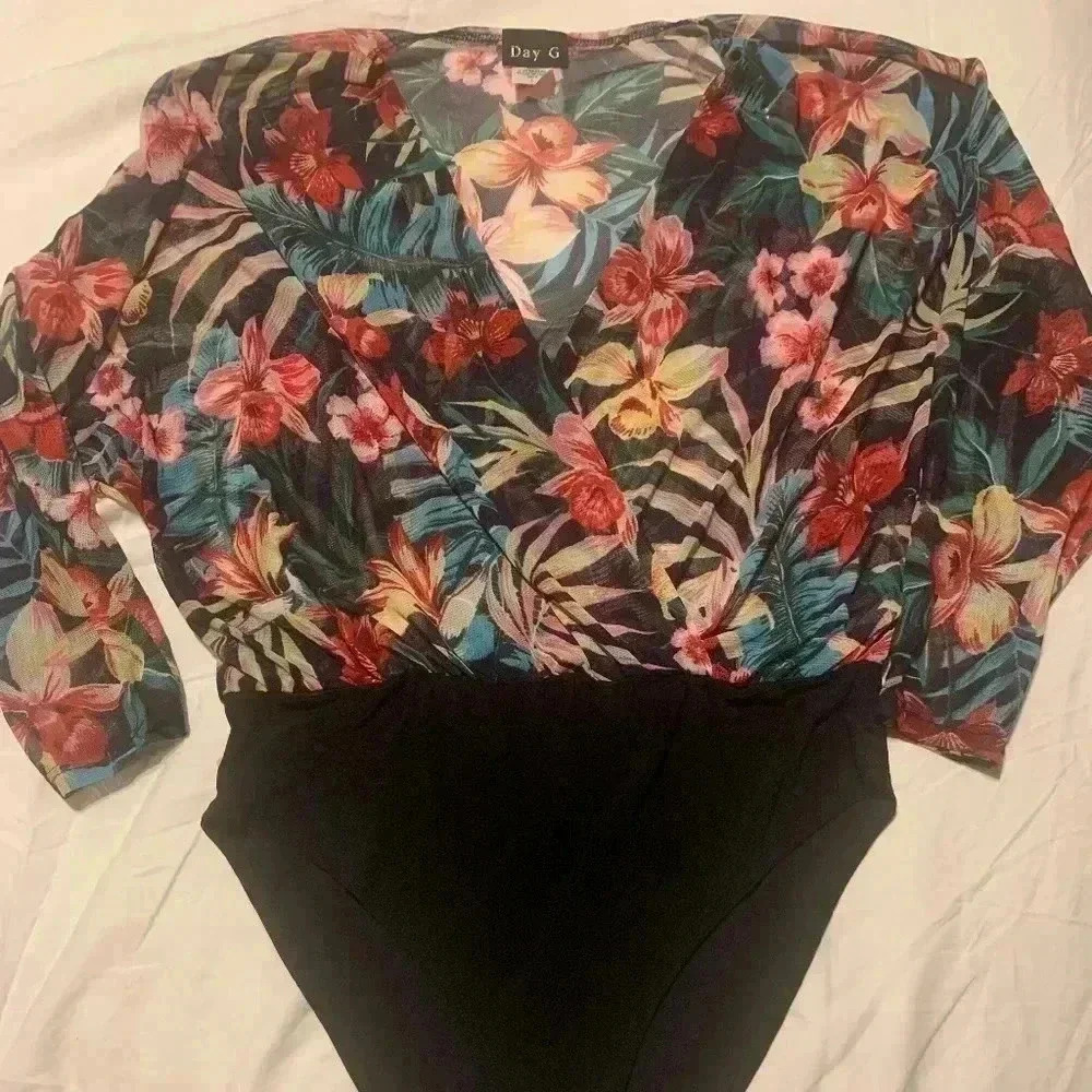 Flora sheer bodysuit blouse brand DAY G